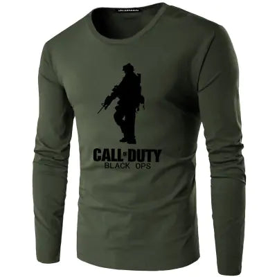 Men's Printed Long Sleeve Cotton Pullover T-Shirt